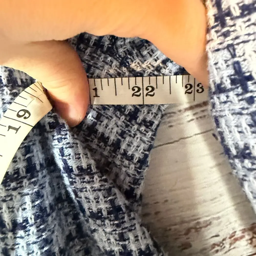 Talbots Blue Textured Cardigan L Cotton Blend Button Front Classic - Picture 5 of 6